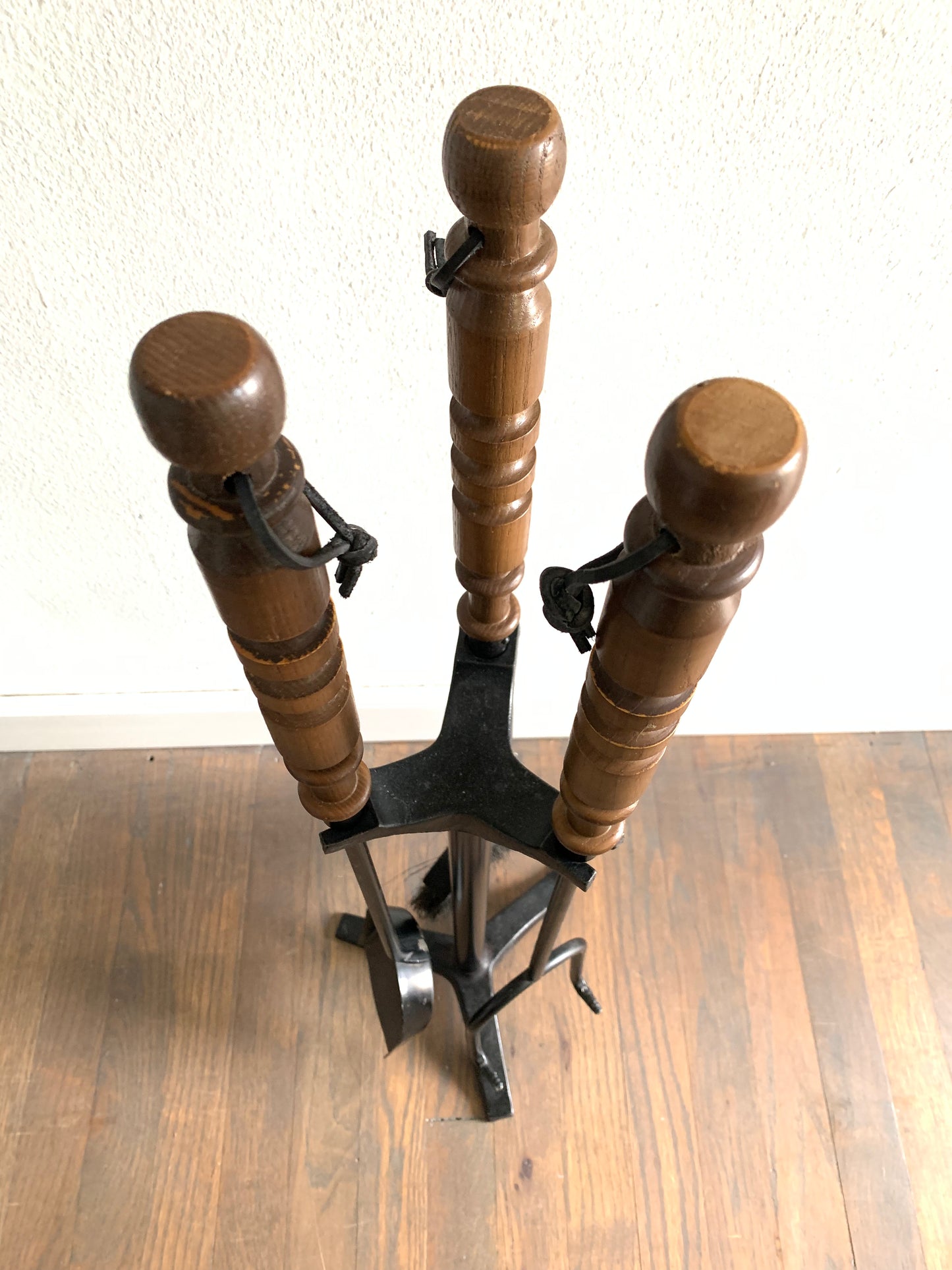Mid-Century Modern Turned Wood Fireplace Tools