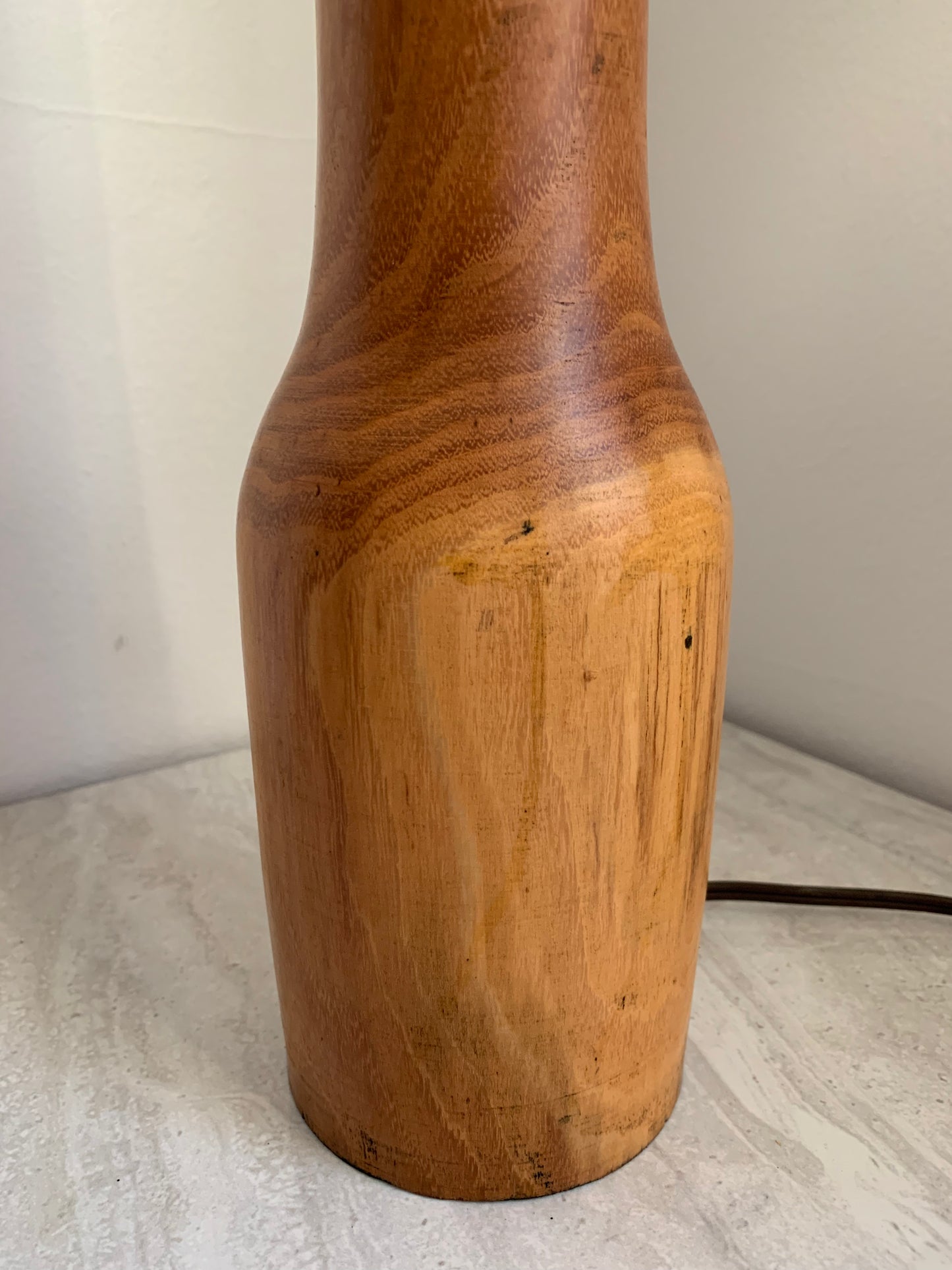 Mid-Century Modern Turned Exotic Wood Table Lamp