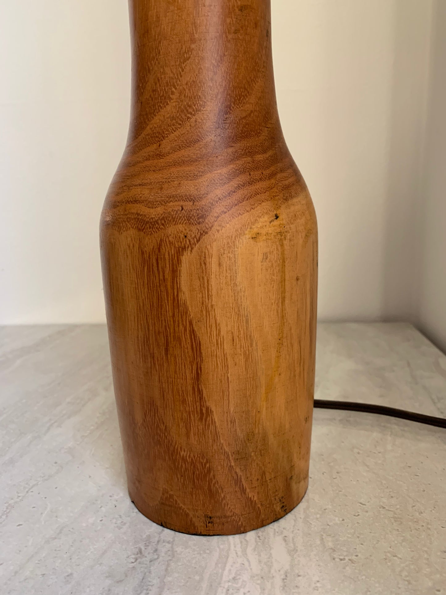 Mid-Century Modern Turned Exotic Wood Table Lamp