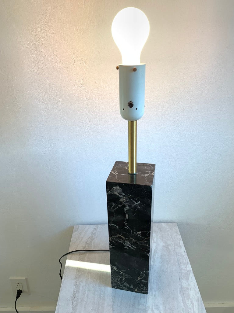 Mid-Century Modern Walter Von Nessen Table Lamp in Black Variegated Marble