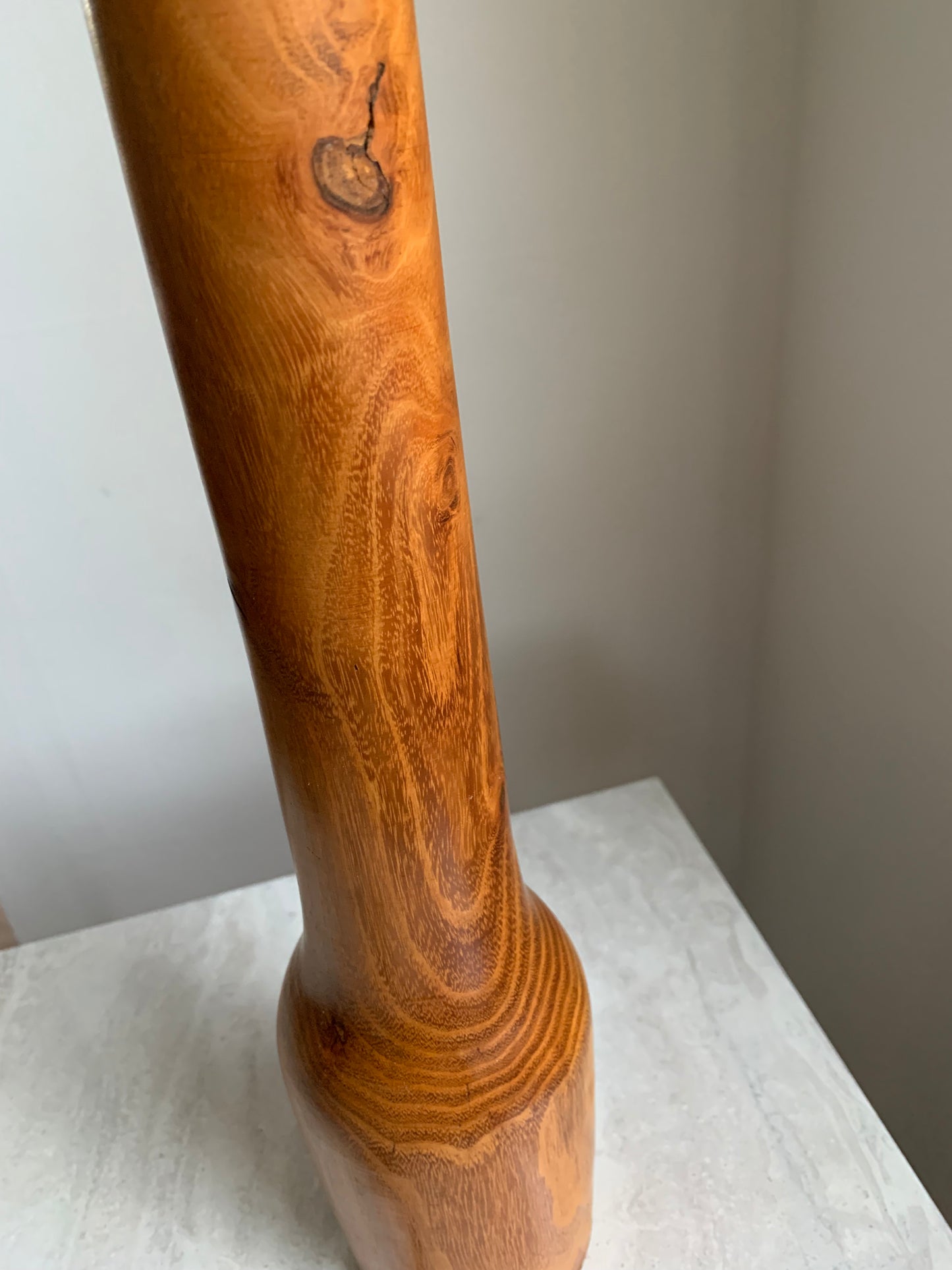 Mid-Century Modern Turned Exotic Wood Table Lamp