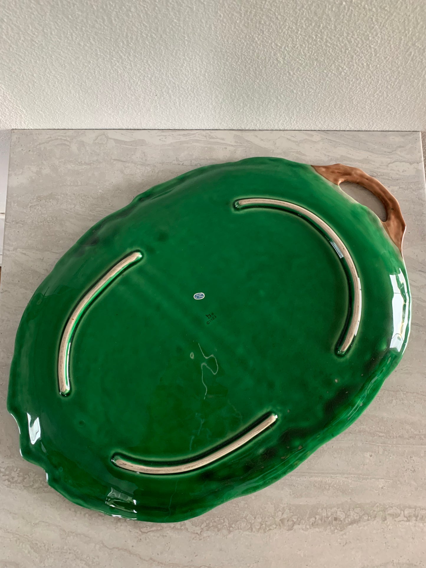 Majolica Leaf Platter Made in Japan