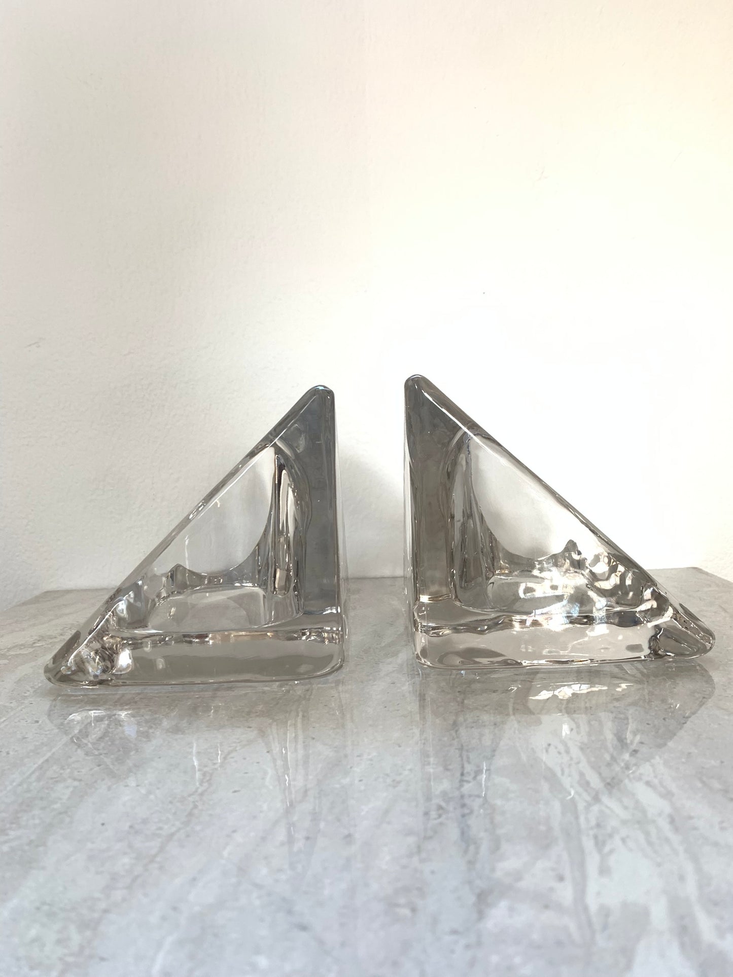 Vintage Nybro Swedish Candle Holder Bookends- a Pair