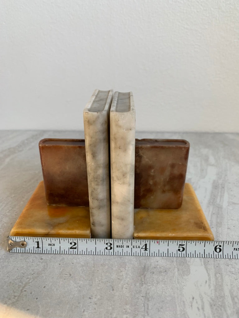 Vintage Mixed Marble Sculpted Books Bookends