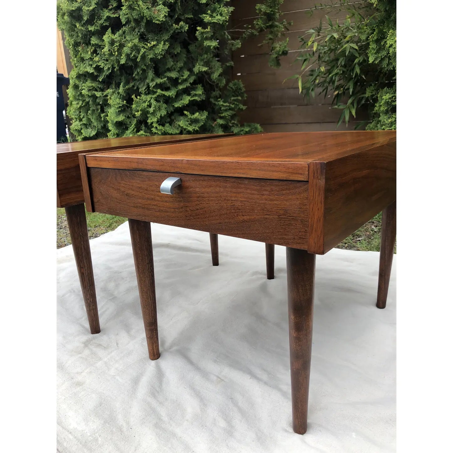 American of Martinsville Mid Century Modern Walnut Side End Tables Circa 1960s - Set of 2