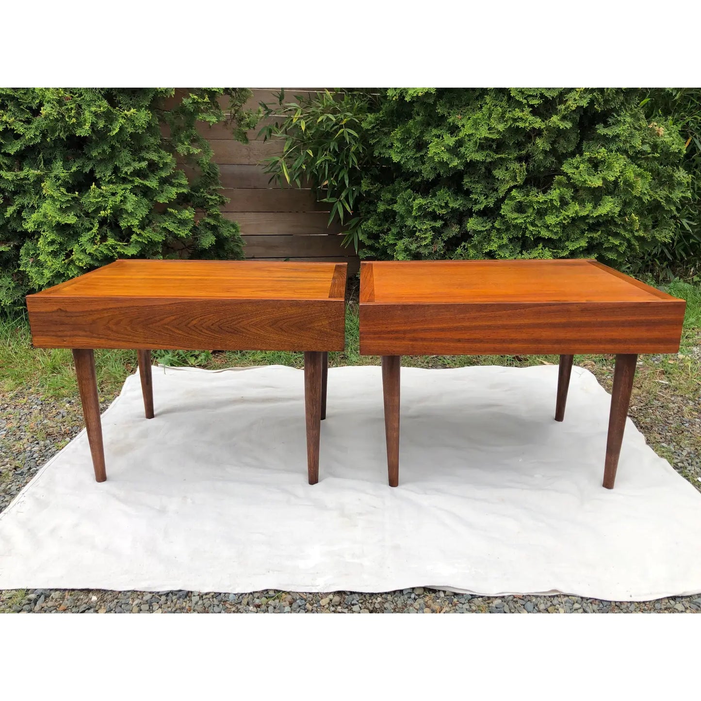 American of Martinsville Mid Century Modern Walnut Side End Tables Circa 1960s - Set of 2