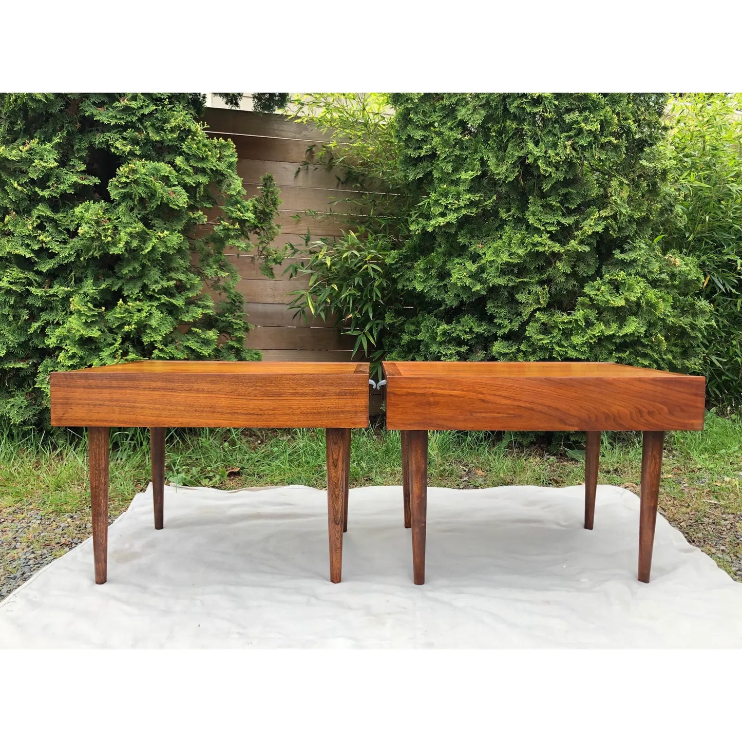 American of Martinsville Mid Century Modern Walnut Side End Tables Circa 1960s - Set of 2