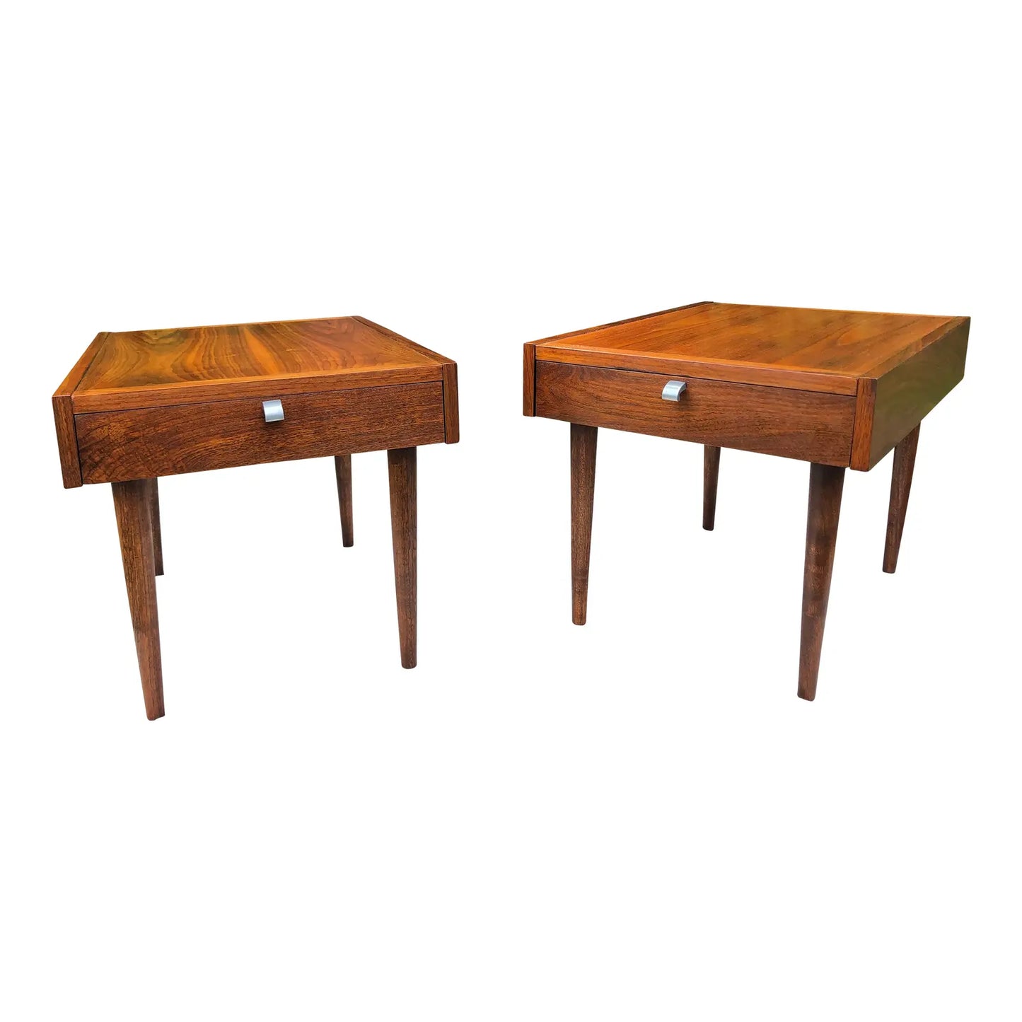 American of Martinsville Mid Century Modern Walnut Side End Tables Circa 1960s - Set of 2