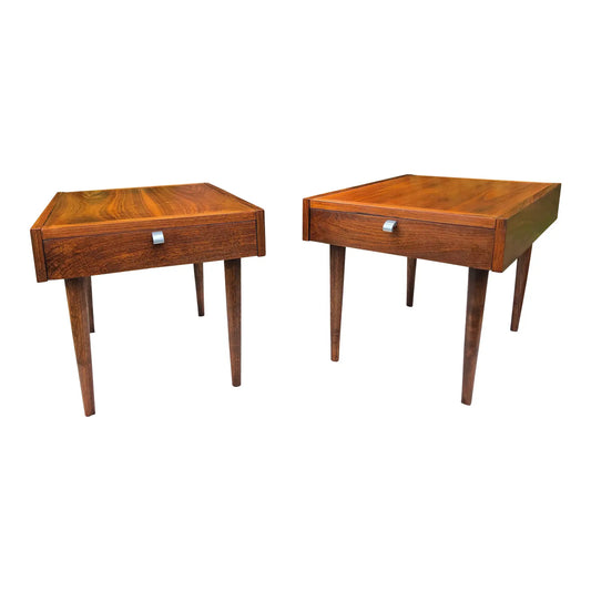 American of Martinsville Mid Century Modern Walnut Side End Tables Circa 1960s - Set of 2