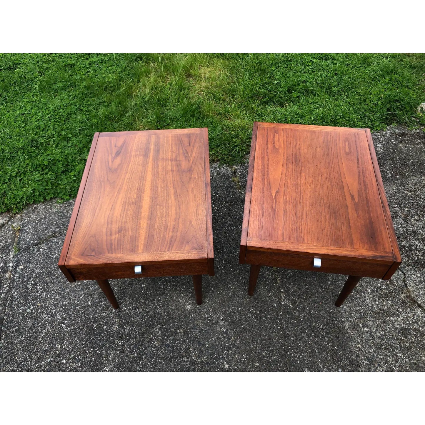 American of Martinsville Mid Century Modern Walnut Side End Tables Circa 1960s - Set of 2