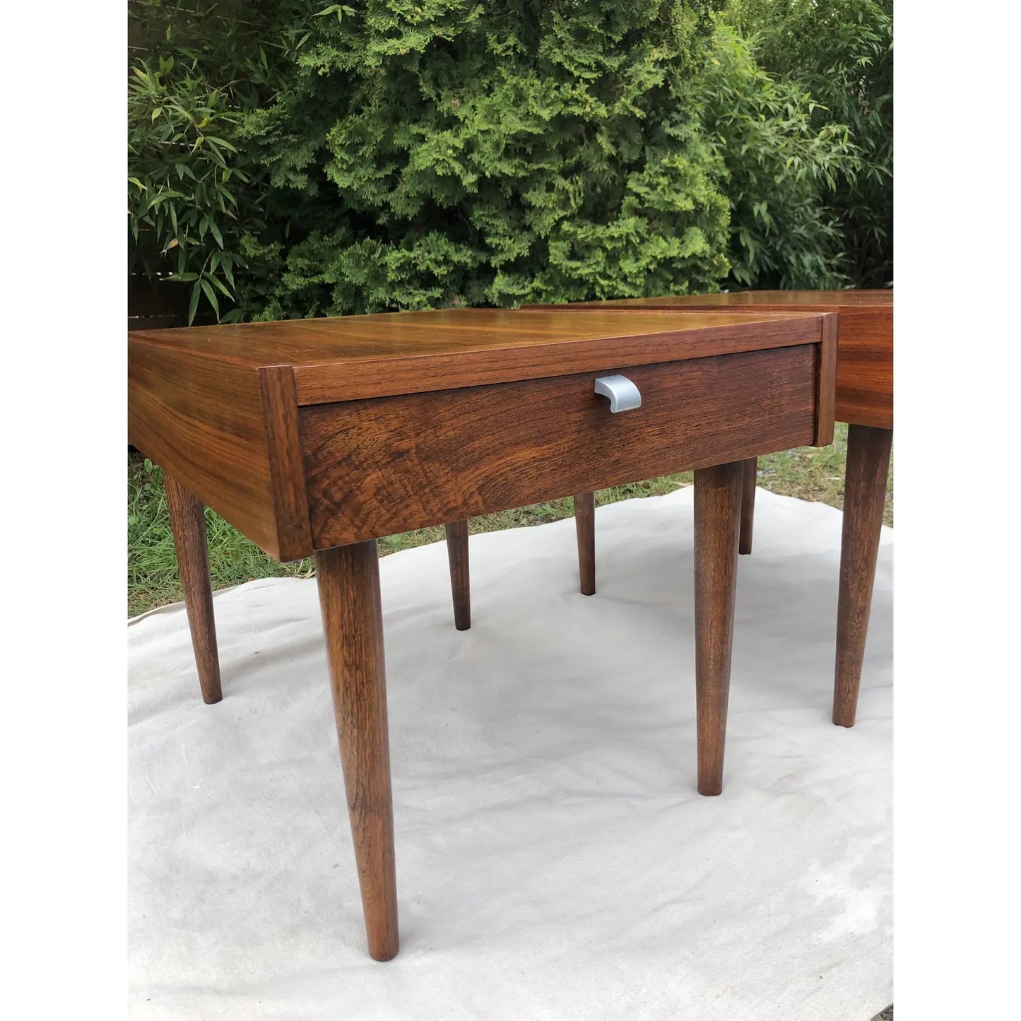 American of Martinsville Mid Century Modern Walnut Side End Tables Circa 1960s - Set of 2