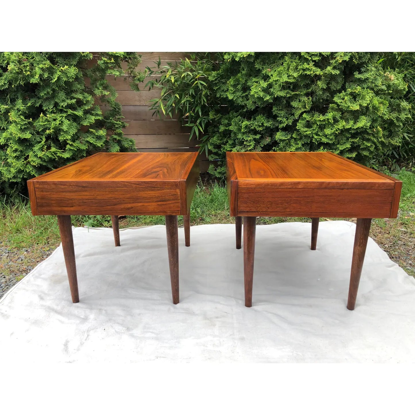 American of Martinsville Mid Century Modern Walnut Side End Tables Circa 1960s - Set of 2