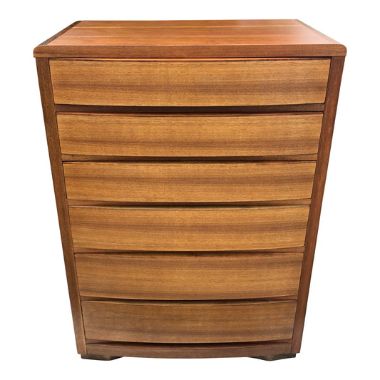 Art Deco Walnut 6 Drawer Highboy Dresser by Tri-Bond Furniture