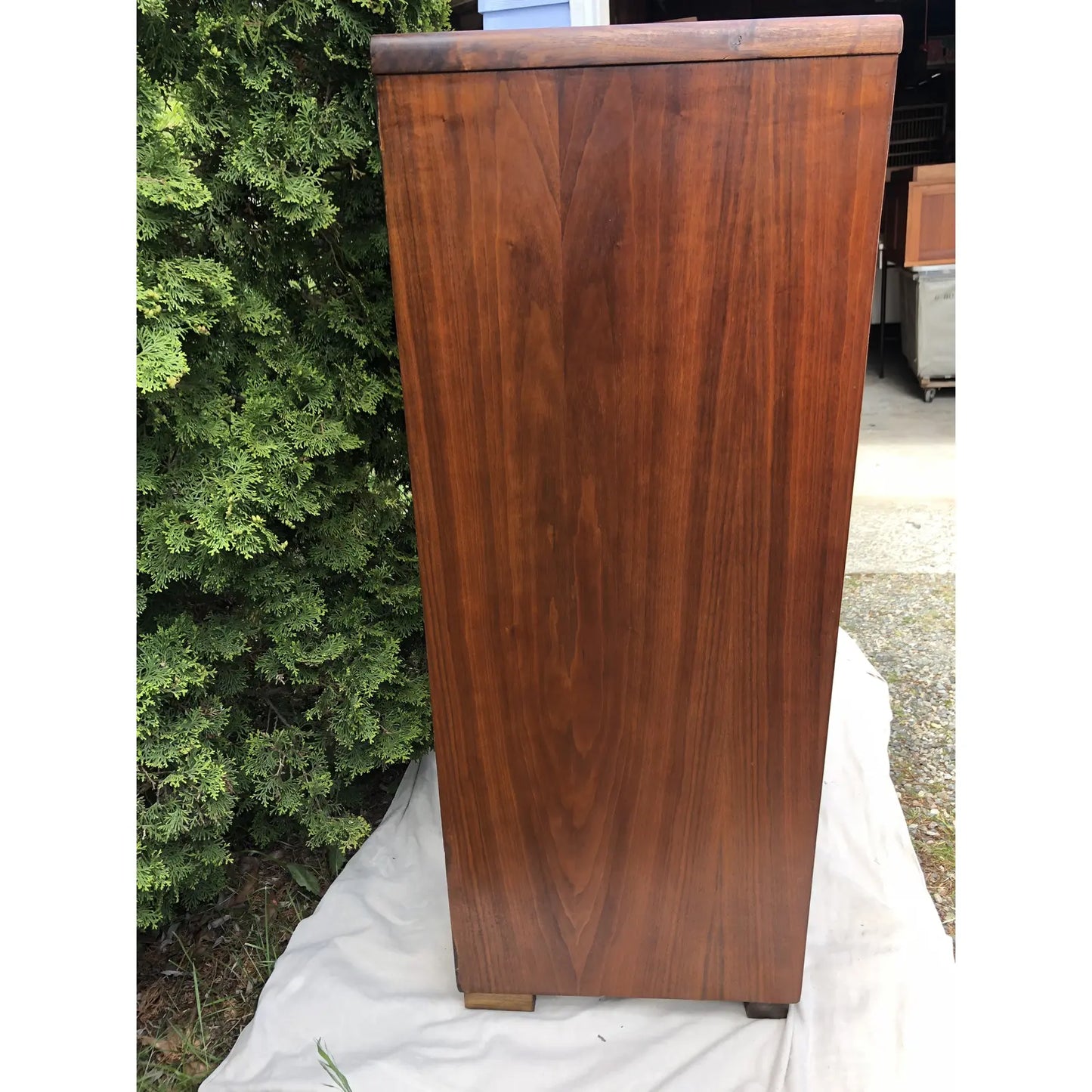 Art Deco Walnut 6 Drawer Highboy Dresser by Tri-Bond Furniture
