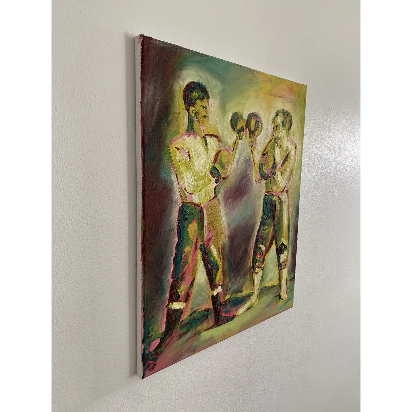 "Boxers" Contemporary Expressionist Figurative Sport Oil Painting on Canvas