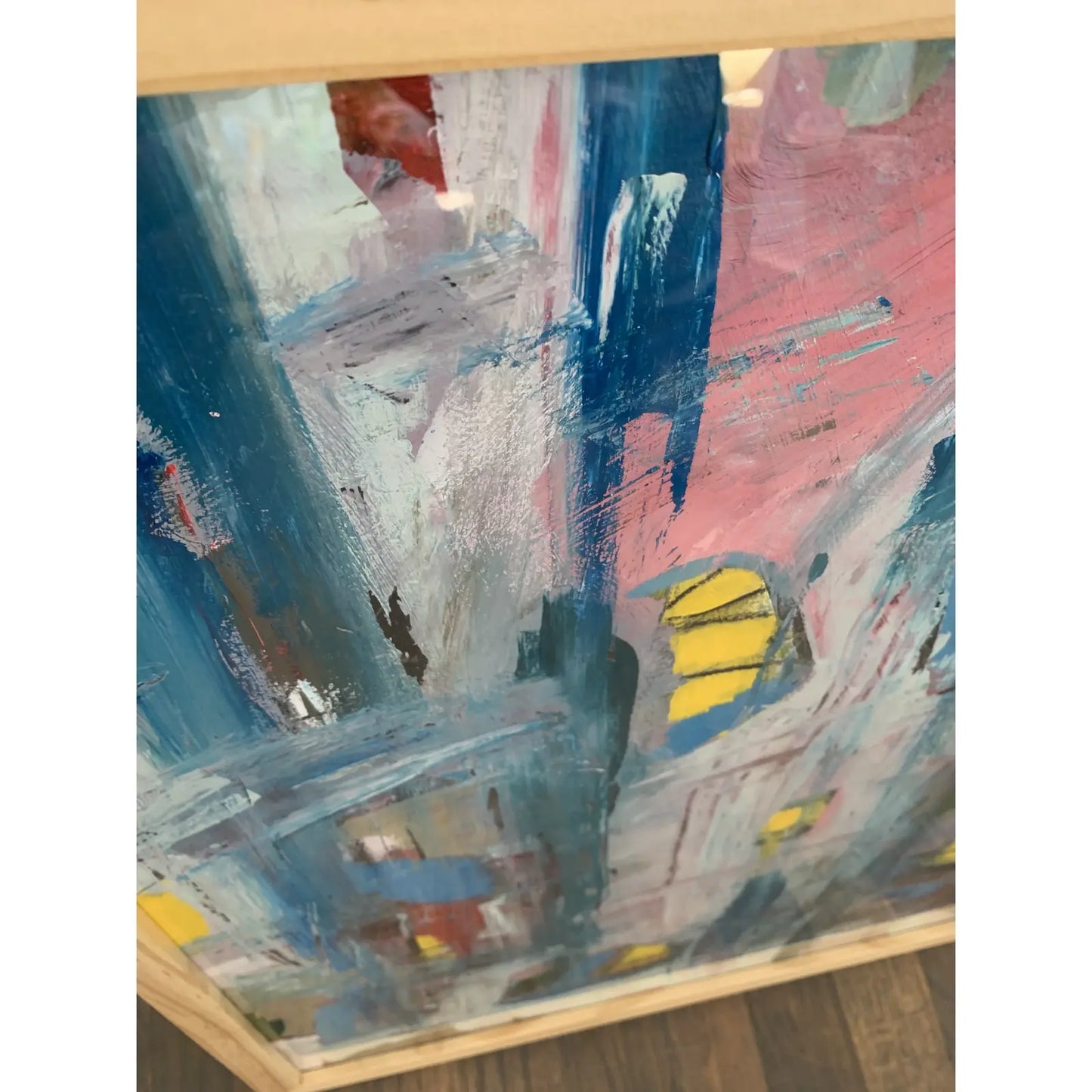 Contemporary Abstract Expressionist Mixed-Media Painting on Paper, Framed