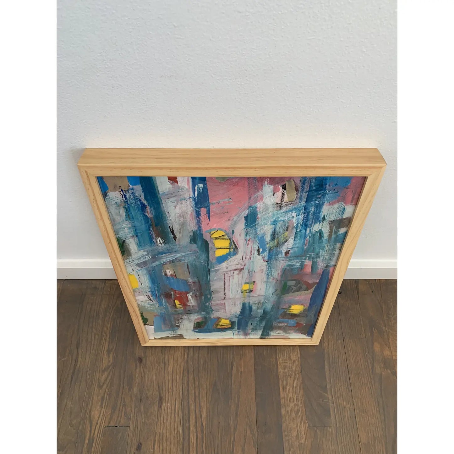 Contemporary Abstract Expressionist Mixed-Media Painting on Paper, Framed