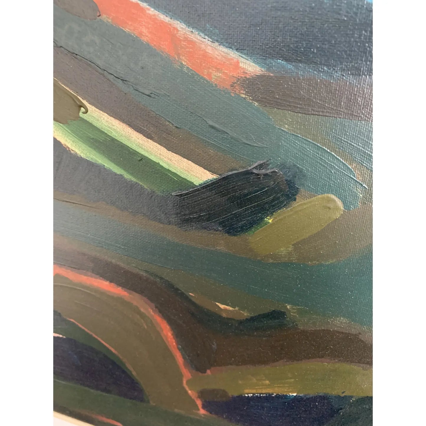 Contemporary Abstract Moody Acrylic Painting on Canvas, Framed
