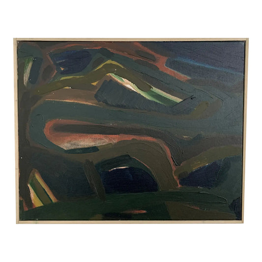 Contemporary Abstract Moody Acrylic Painting on Canvas, Framed
