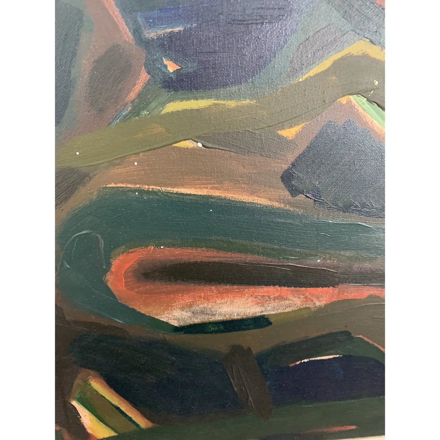 Contemporary Abstract Moody Acrylic Painting on Canvas, Framed