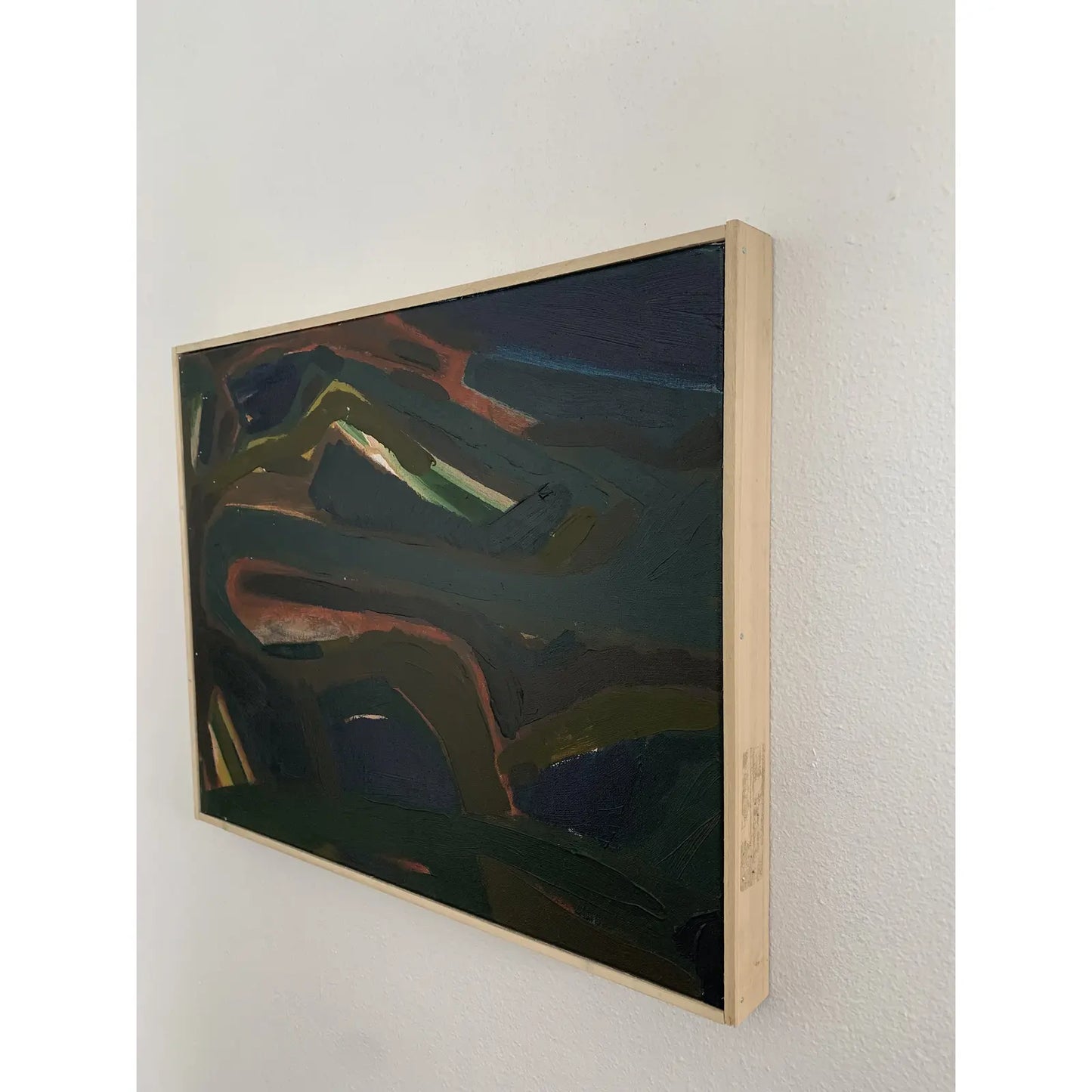 Contemporary Abstract Moody Acrylic Painting on Canvas, Framed