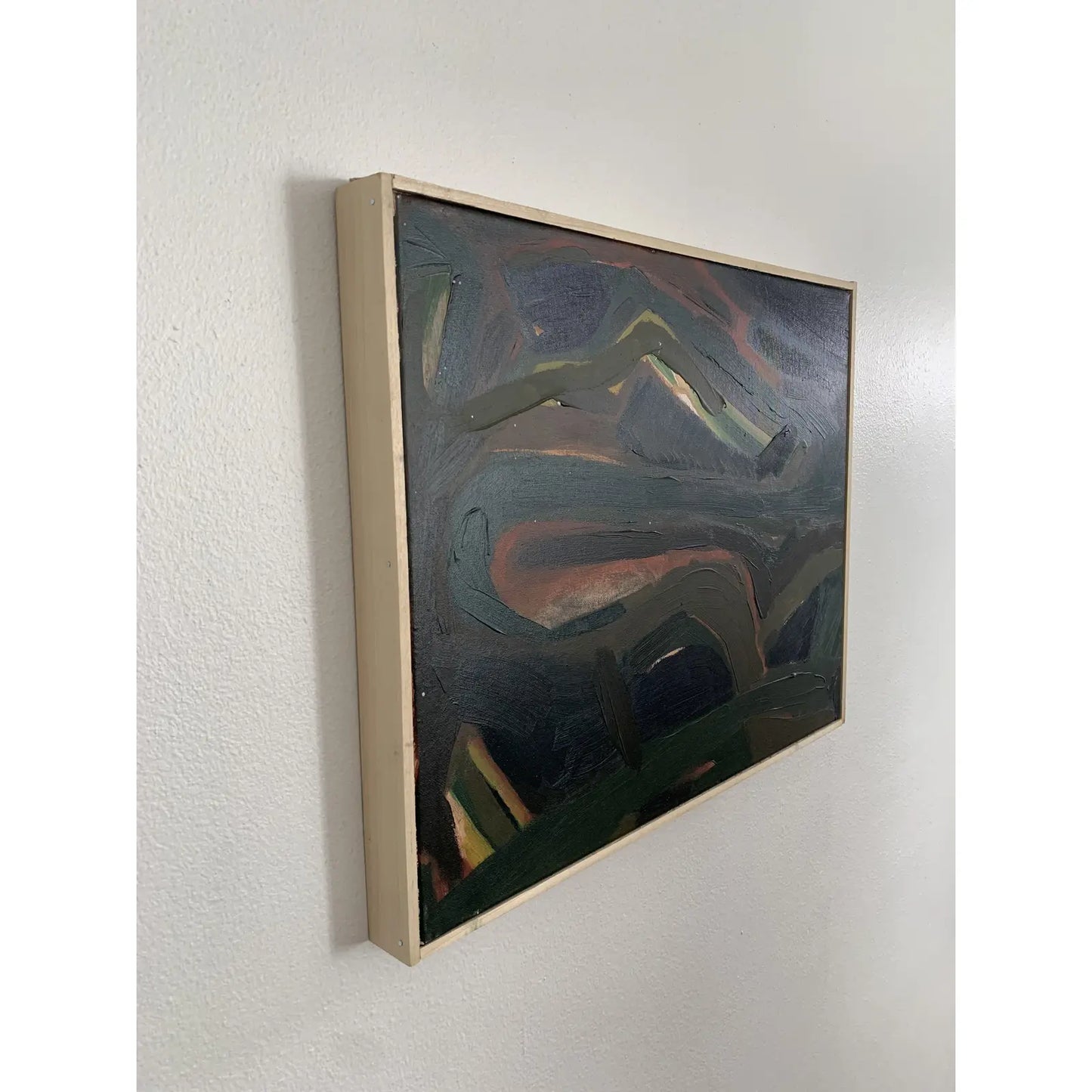 Contemporary Abstract Moody Acrylic Painting on Canvas, Framed