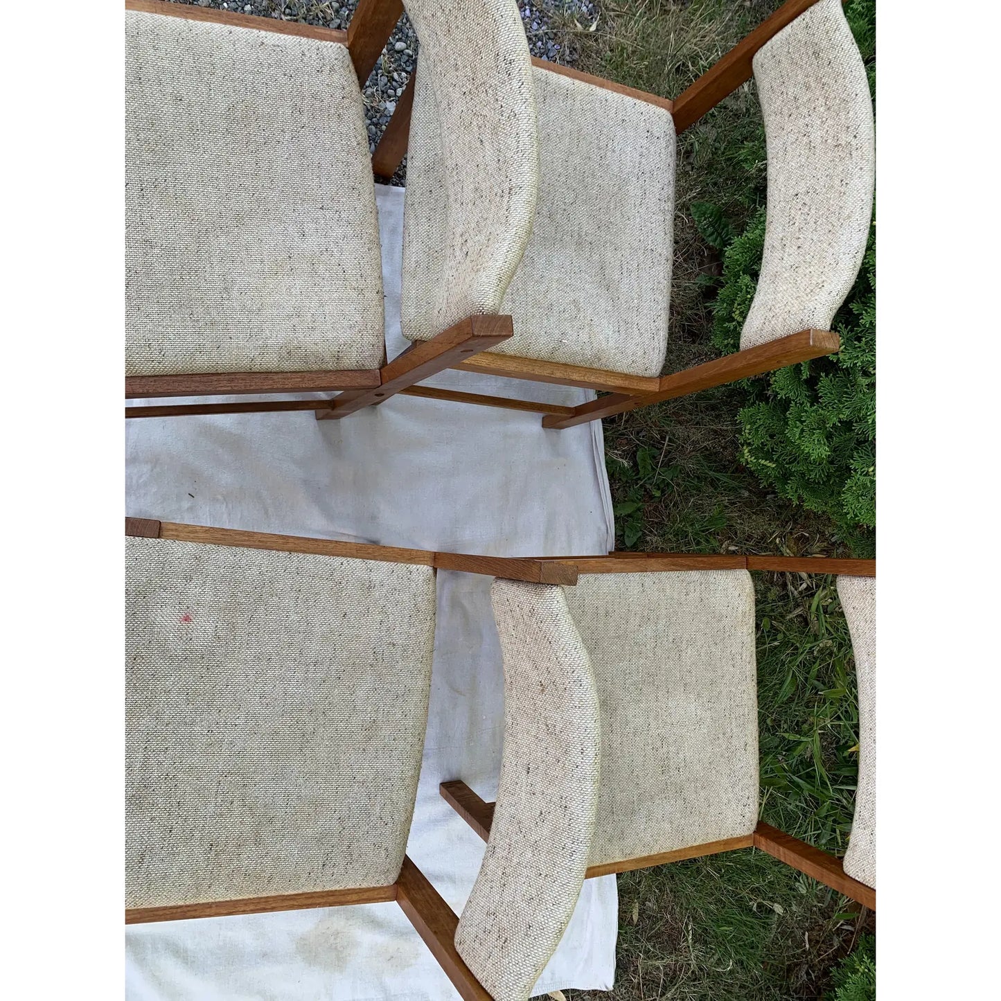 D-Scan Mid-Century Modern Upholstered Teak Dining Chairs - Set of 4
