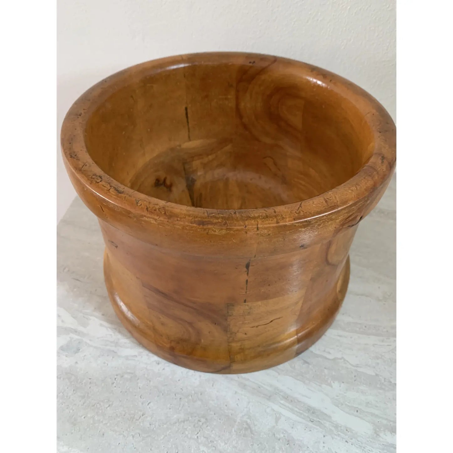Early 20th Century Handcrafted Rustic Solid Wood Bowl