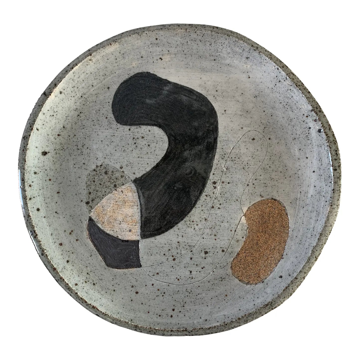 Studio Ceramic Platter With Abstract Decoration