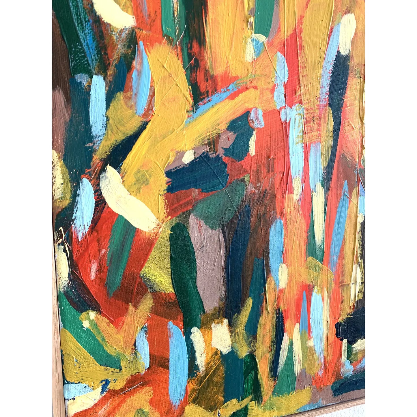 Framed Contemporary Abstract Expressionist Acrylic Painting on Canvas