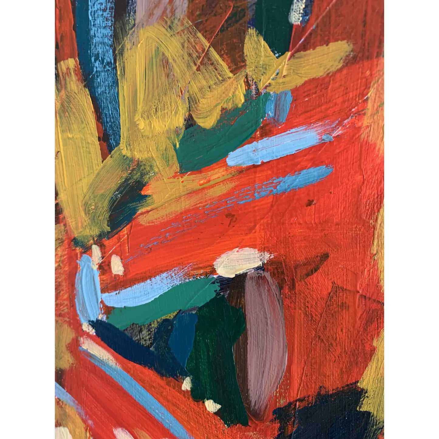 Framed Contemporary Abstract Expressionist Acrylic Painting on Canvas