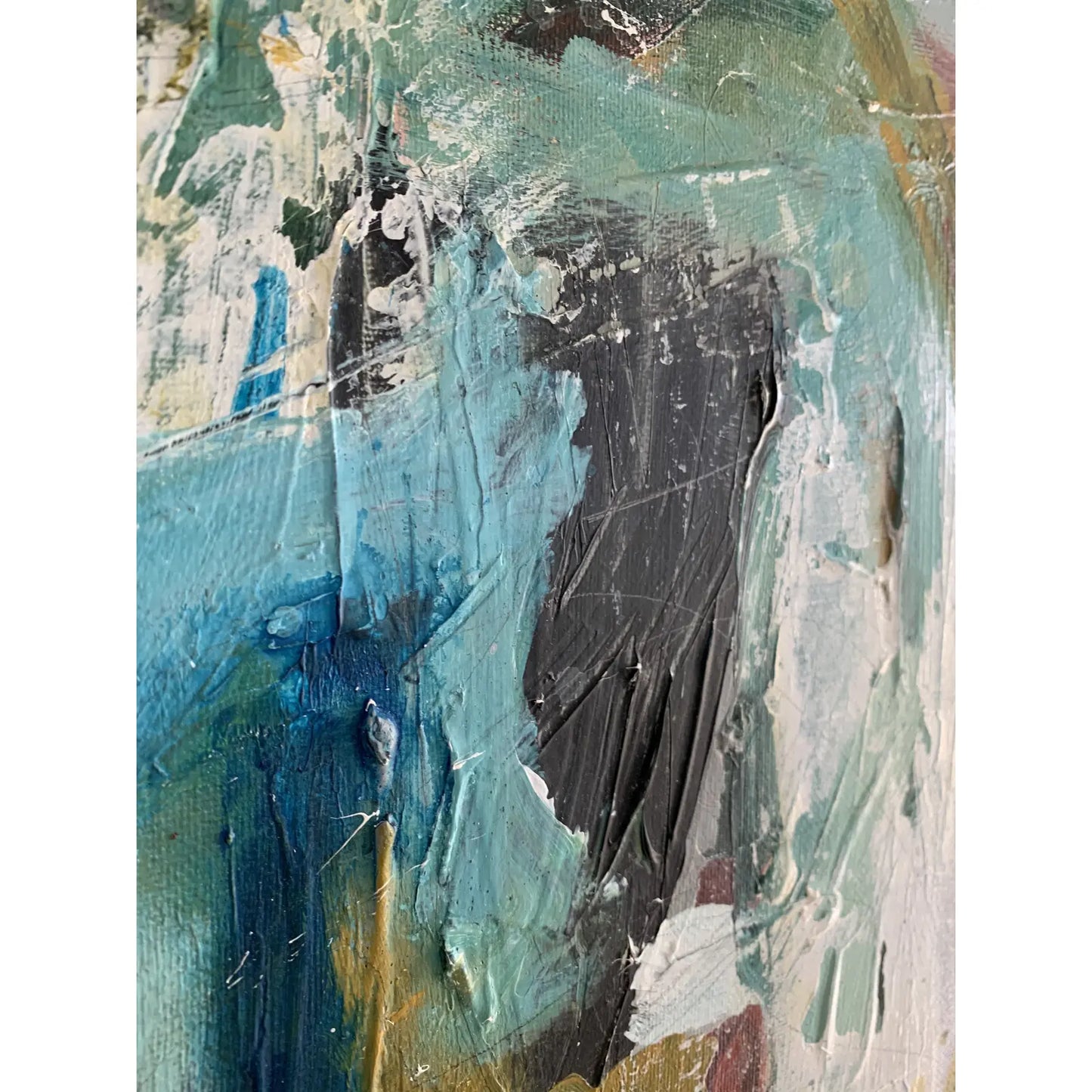 Framed Contemporary Abstract Expressionist Acrylic Painting on Canvas