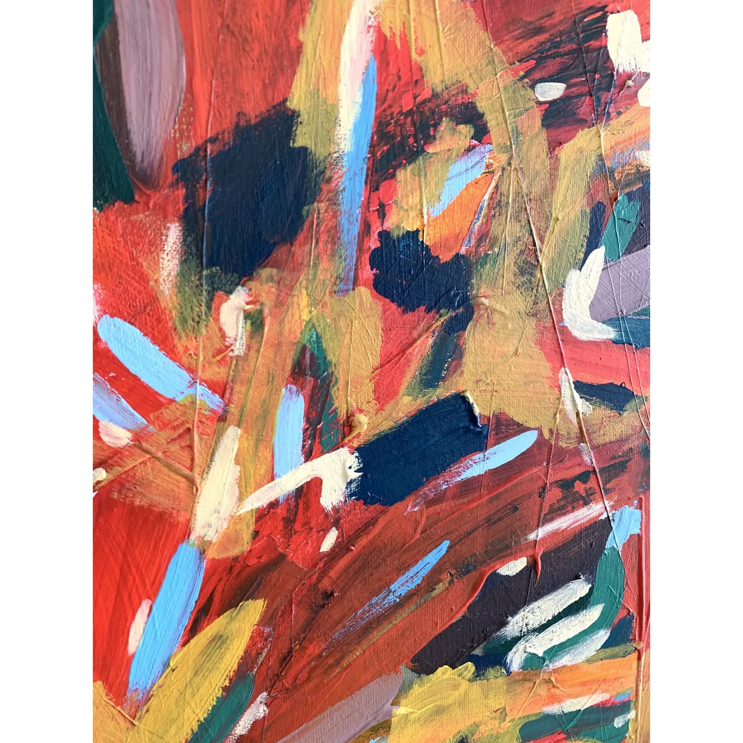 Framed Contemporary Abstract Expressionist Acrylic Painting on Canvas