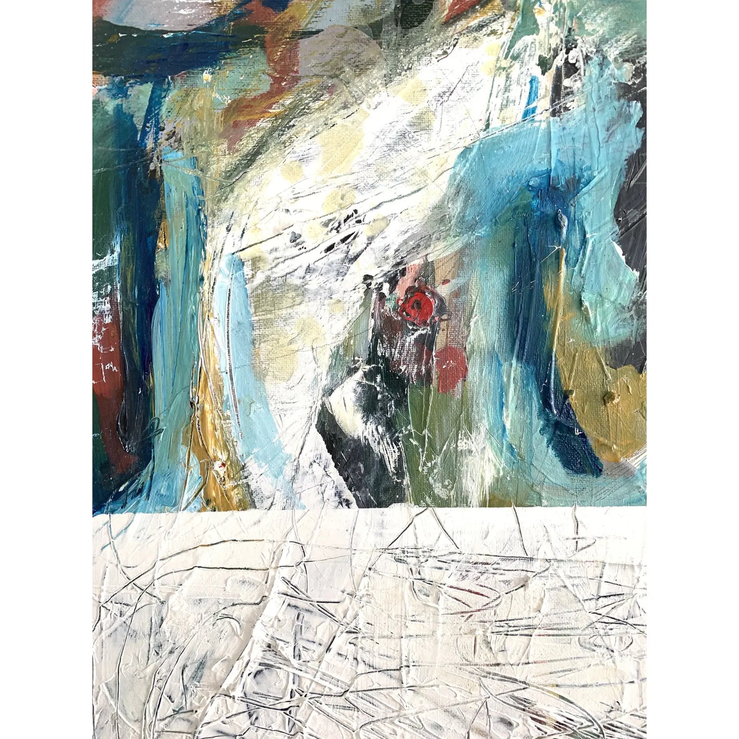 Framed Contemporary Abstract Expressionist Acrylic Painting on Canvas