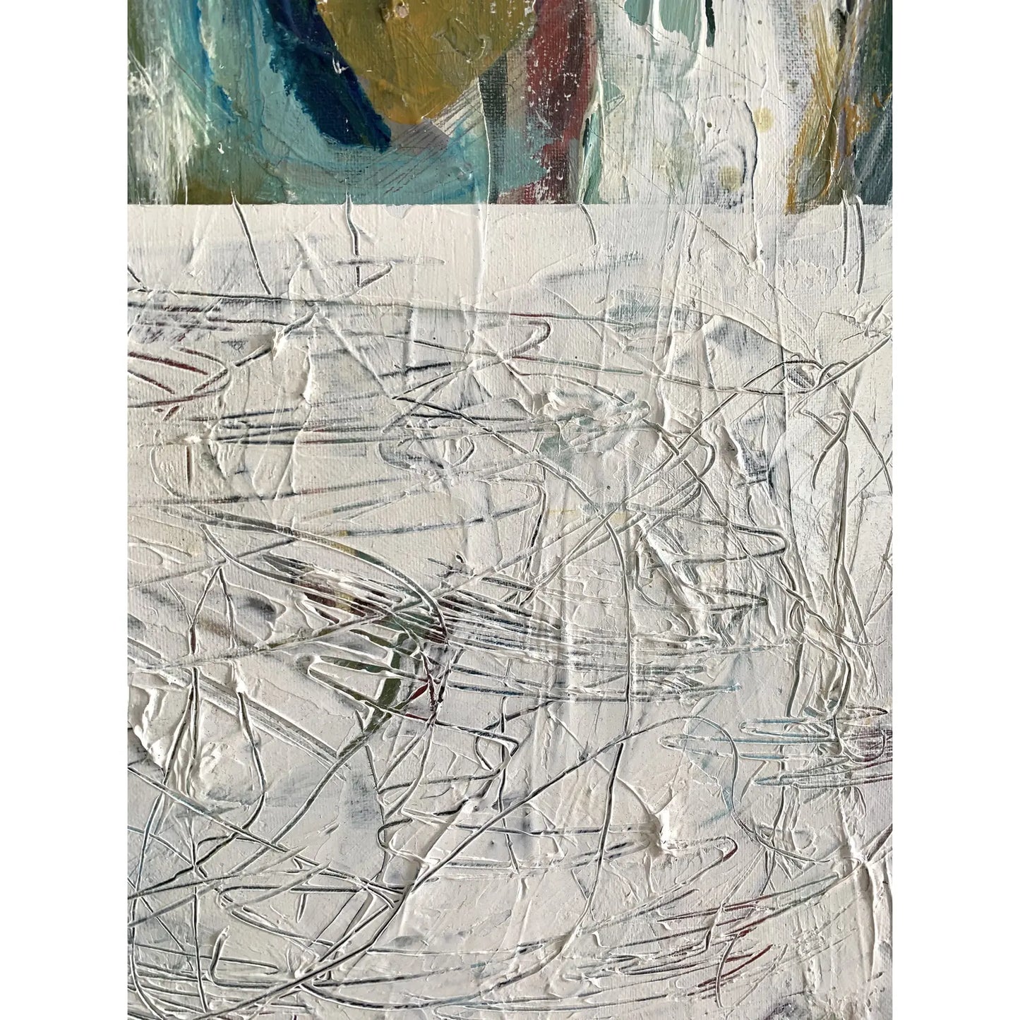 Framed Contemporary Abstract Expressionist Acrylic Painting on Canvas