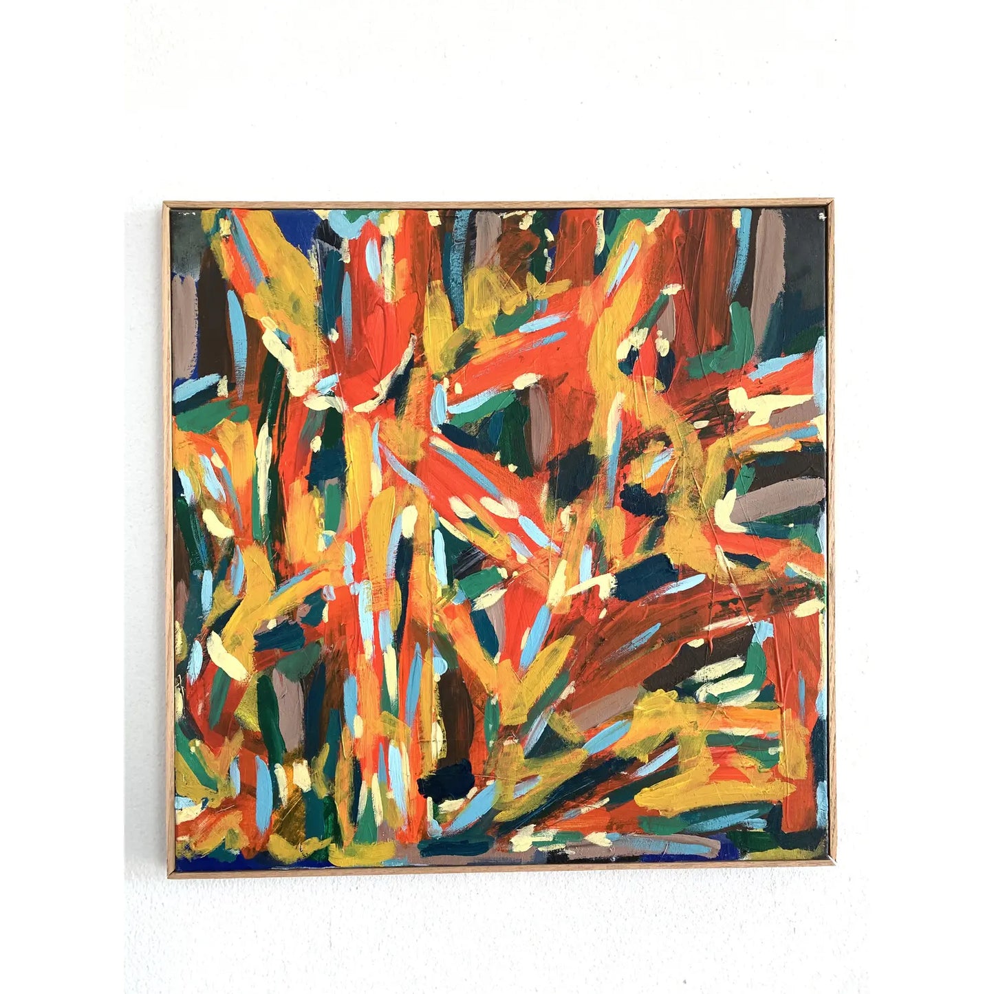 Framed Contemporary Abstract Expressionist Acrylic Painting on Canvas
