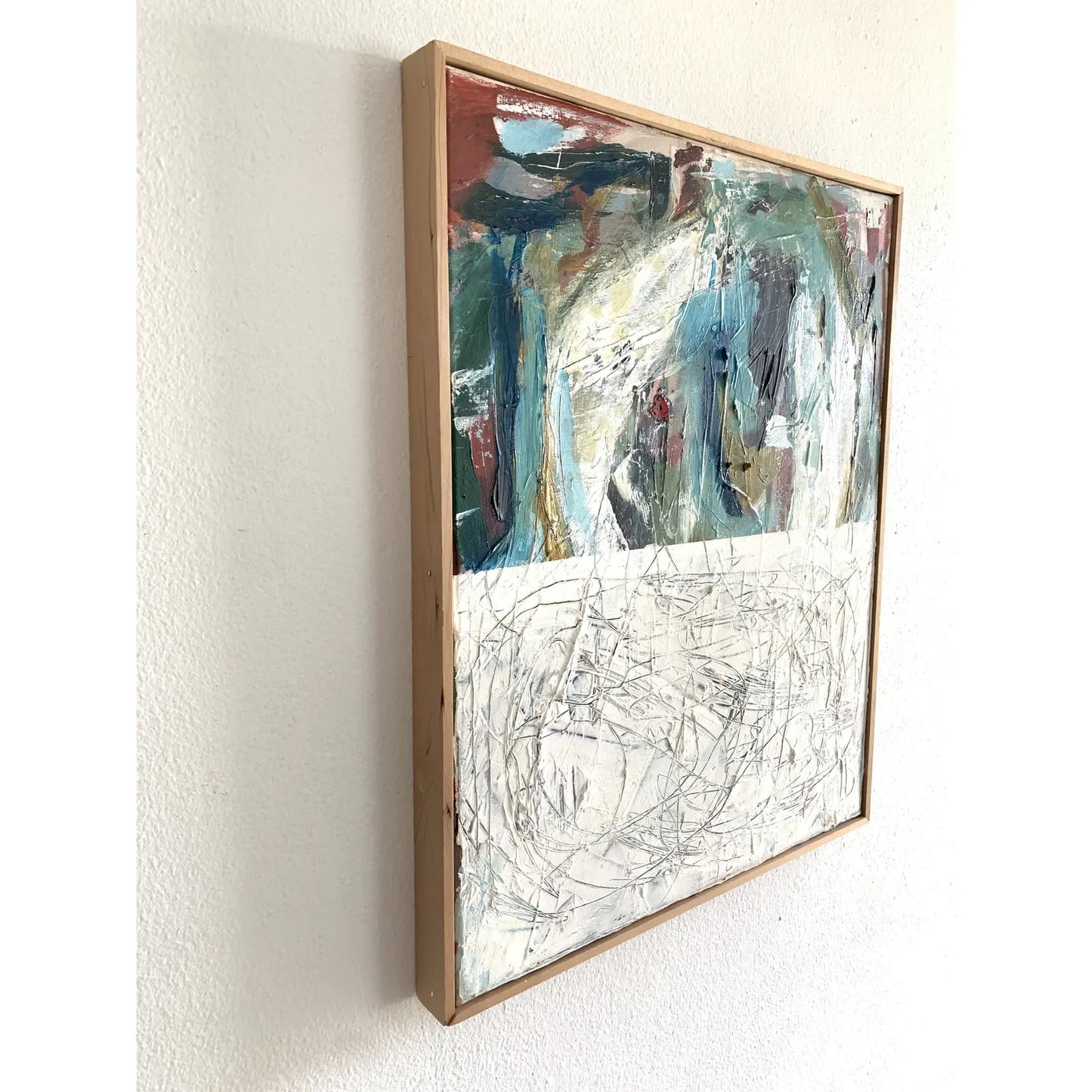 Framed Contemporary Abstract Expressionist Acrylic Painting on Canvas