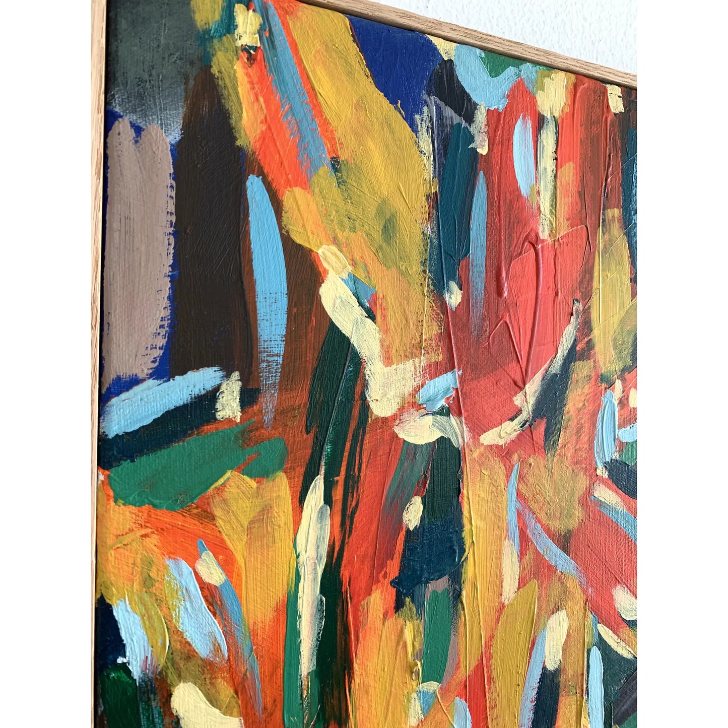Framed Contemporary Abstract Expressionist Acrylic Painting on Canvas