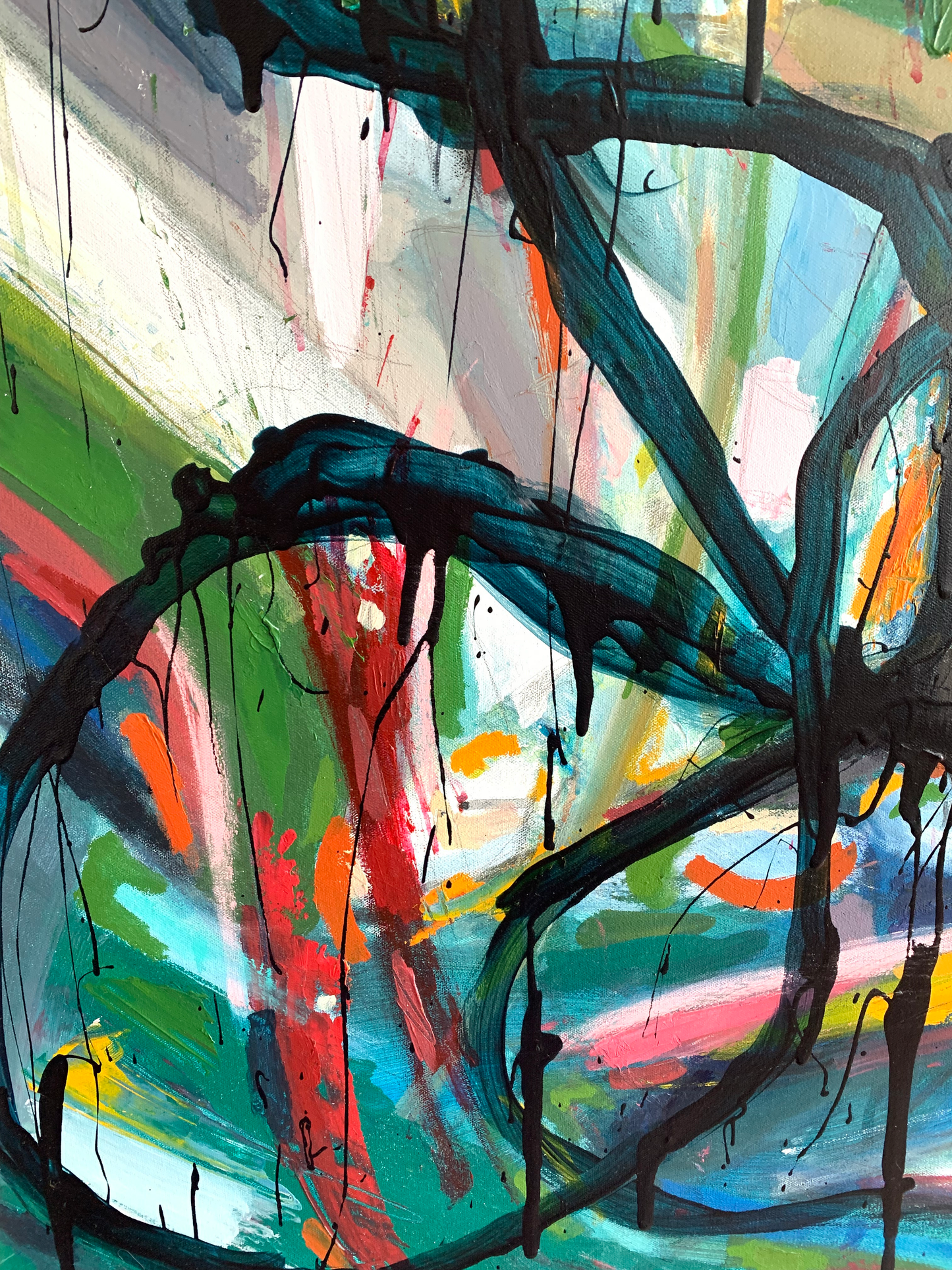 Framed Contemporary Abstract Expressionist on Canvas