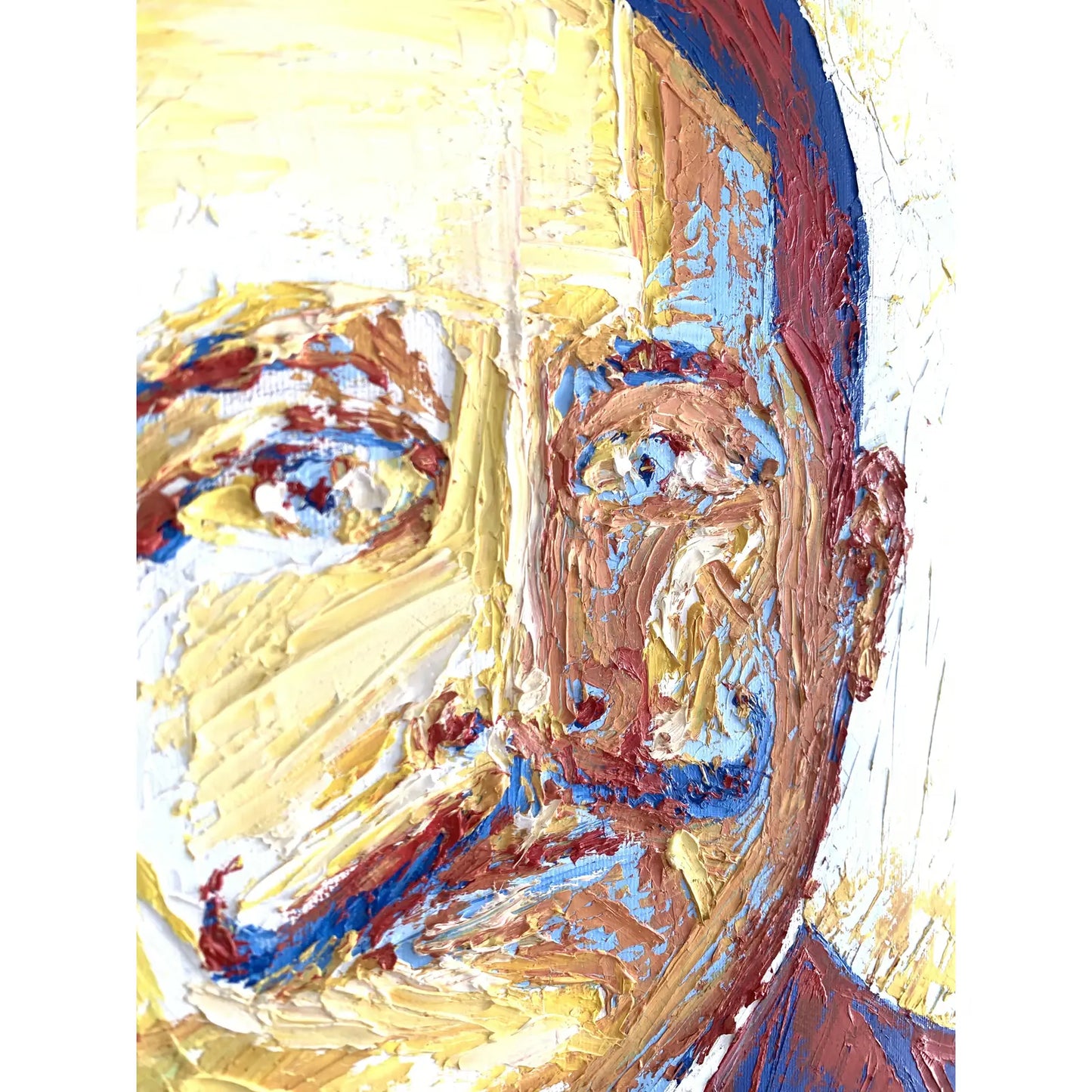 Framed Contemporary Expressionist Portrait Oil Painting of a Man