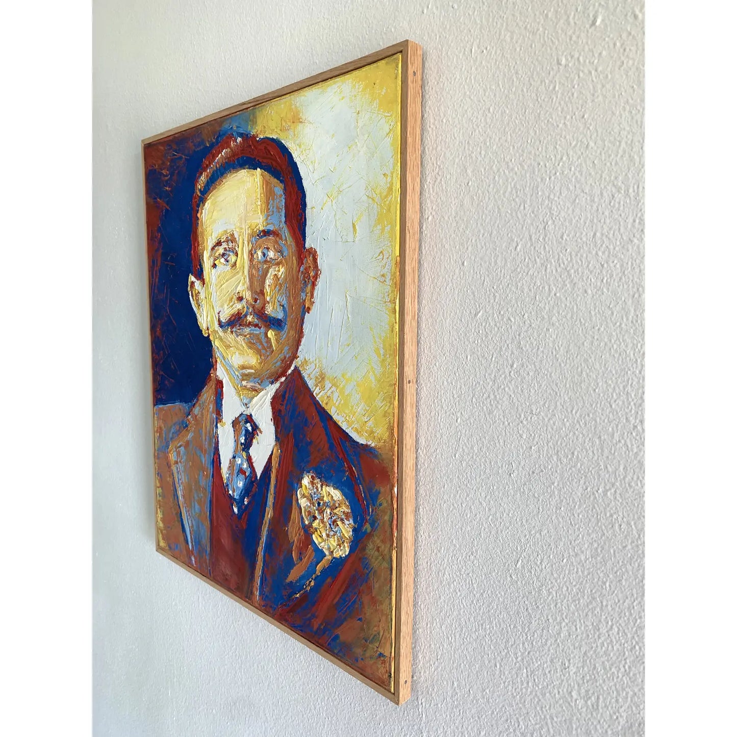 Framed Contemporary Expressionist Portrait Oil Painting of a Man