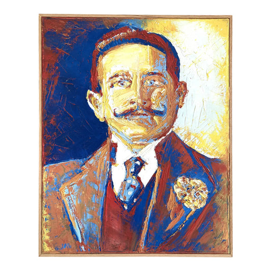 Framed Contemporary Expressionist Portrait Oil Painting of a Man