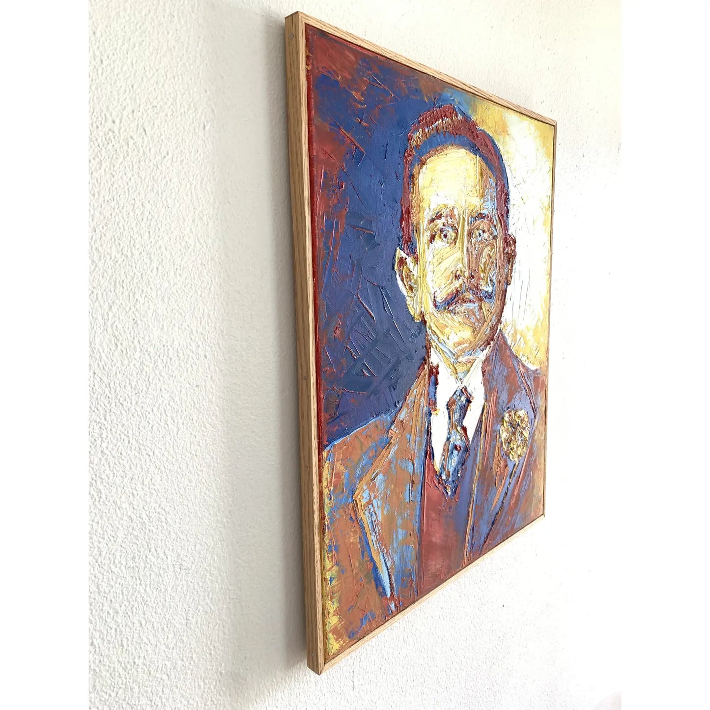 Framed Contemporary Expressionist Portrait Oil Painting of a Man