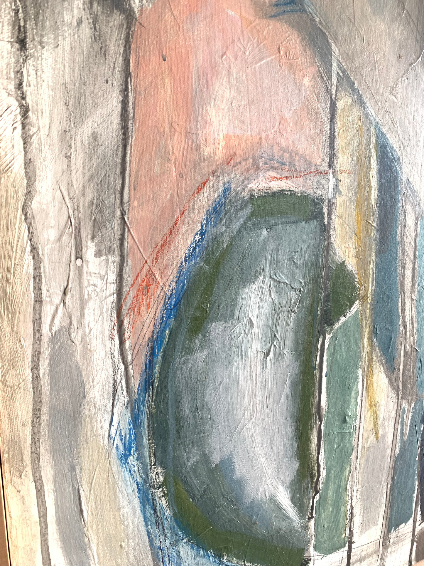 Framed Contemporary Original Abstract Expressionist Mixed-Media Painting on Canvas