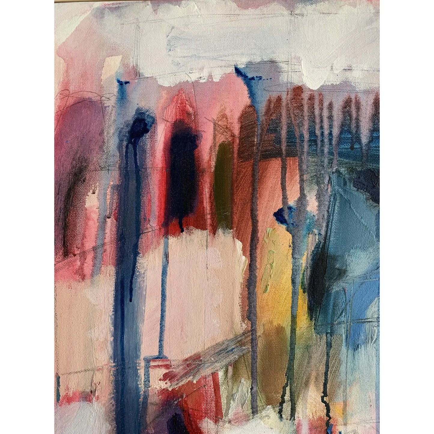 Framed Contemporary Original Modern Abstract Acrylic Painting on Canvas