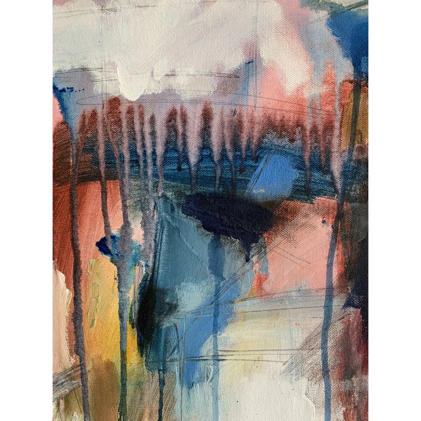 Framed Contemporary Original Modern Abstract Acrylic Painting on Canvas