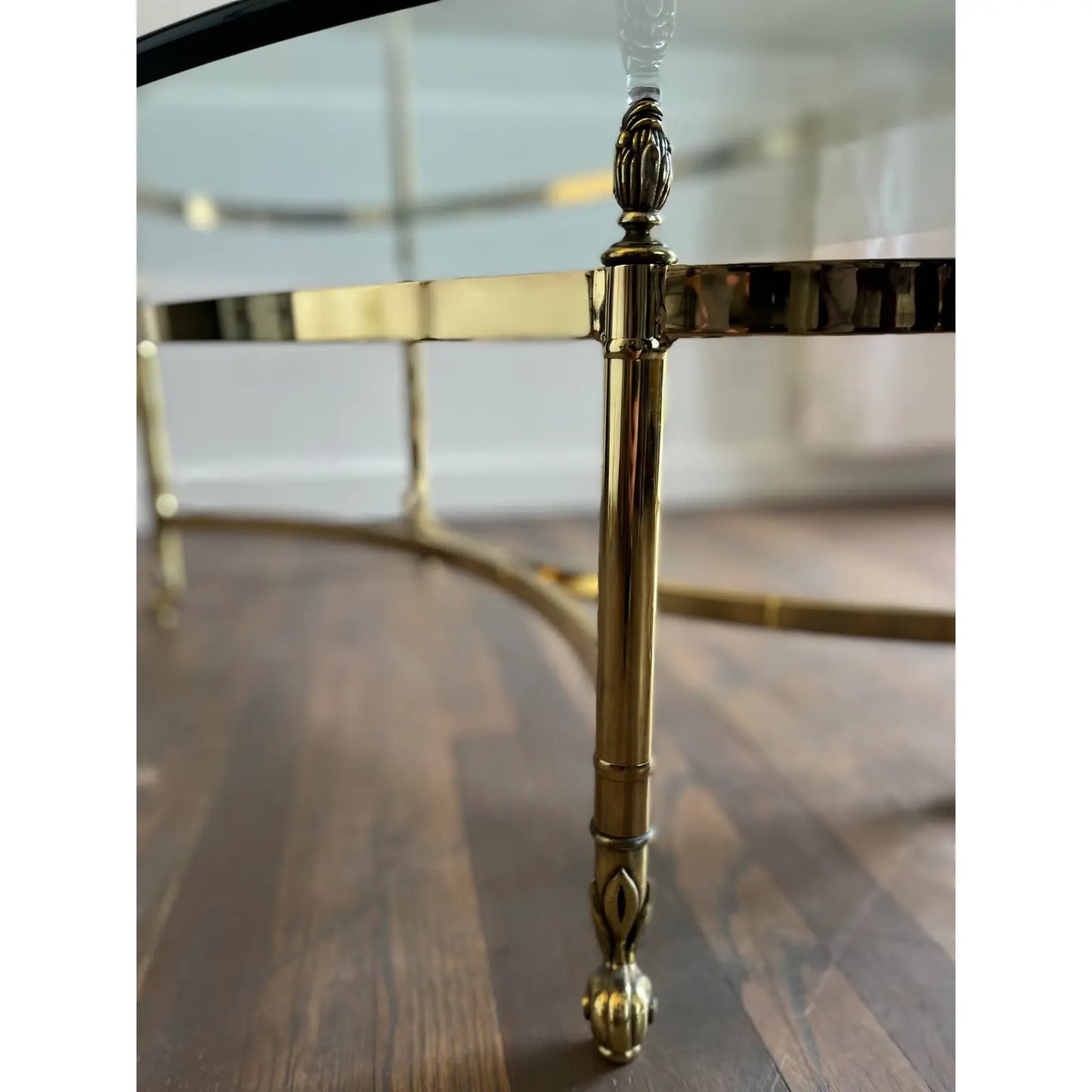 French Hollywood Regency Style Brass and Glass Coffee Tables - Set of 2