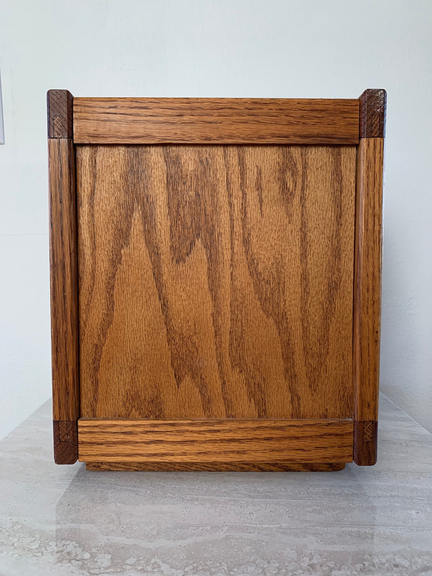 1980s Vintage Square Oak Japanese Style Container