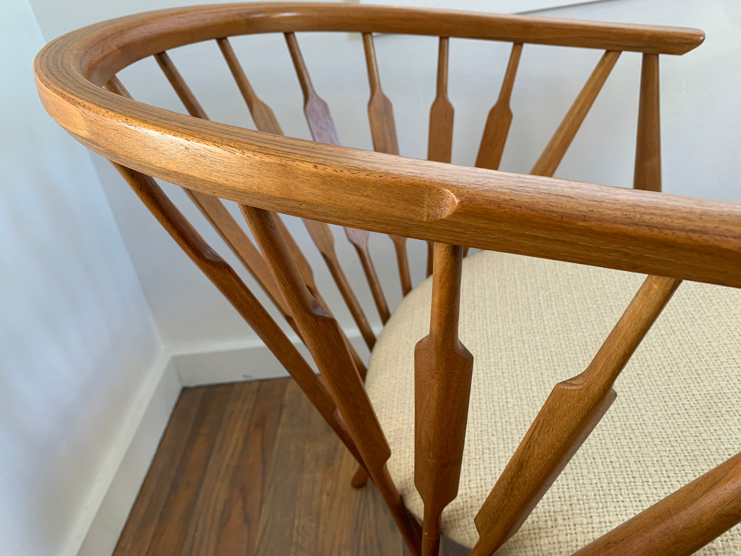 Mid-Century Modern Walnut Spindled Drexel Declaration Captain's Chairs - a Pair