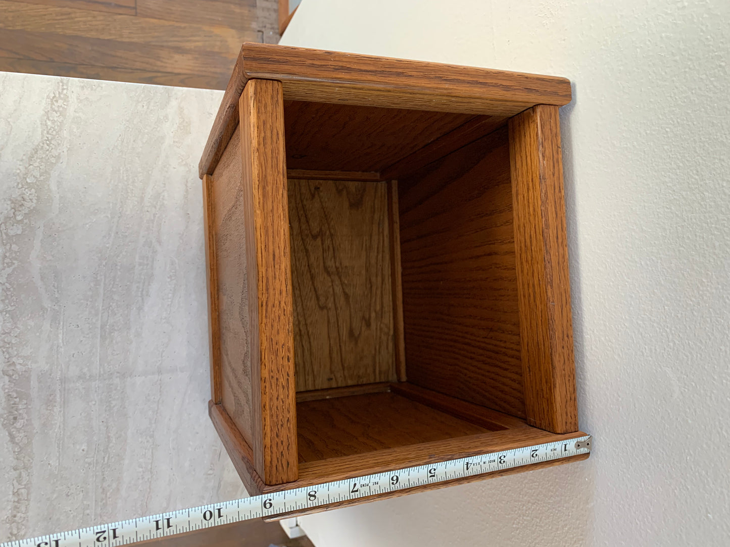 1980s Vintage Square Oak Japanese Style Container